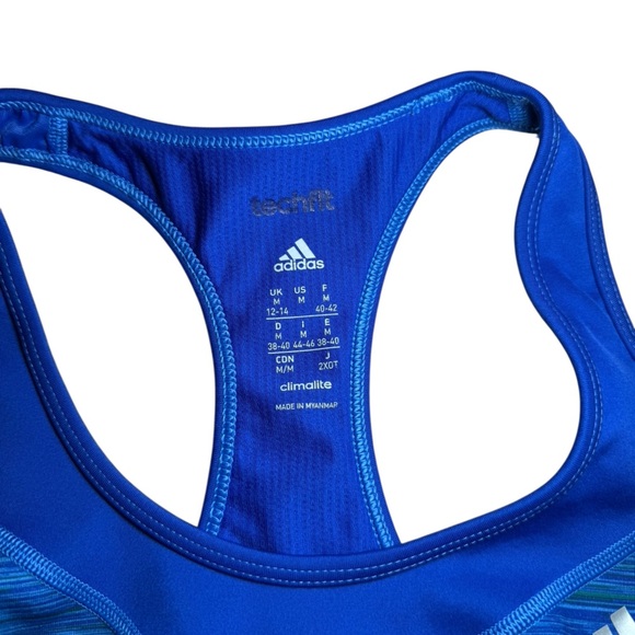 Adidas Climalite Sports Bra Women’s Medium Vibrant Blue Activewear Gym Top - Picture 2 of 4